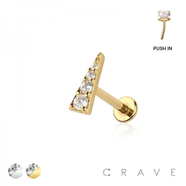 MULTI CZ TRIANGLE ARROW THREADLESS (PUSH IN) 316L SURGICAL STEEL LABRET SET MULTI CZ TRIANGLE ARROW THREADLESS (PUSH IN) 316L SURGICAL STEEL LABRET SET